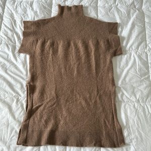Cullen cashmere mock turtleneck cap sleeve tan sweater. Size S.